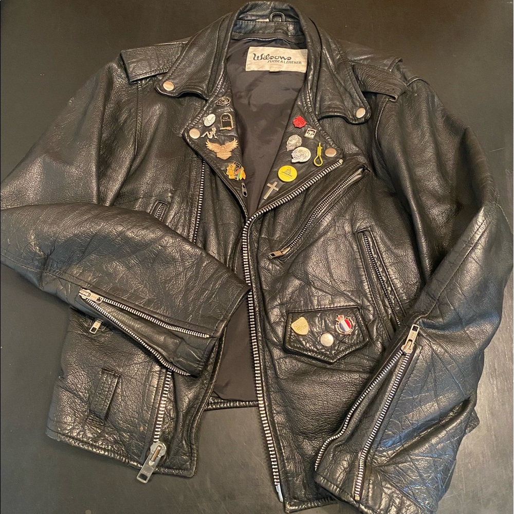 Vintage Wilson Leather Jacket w/pins